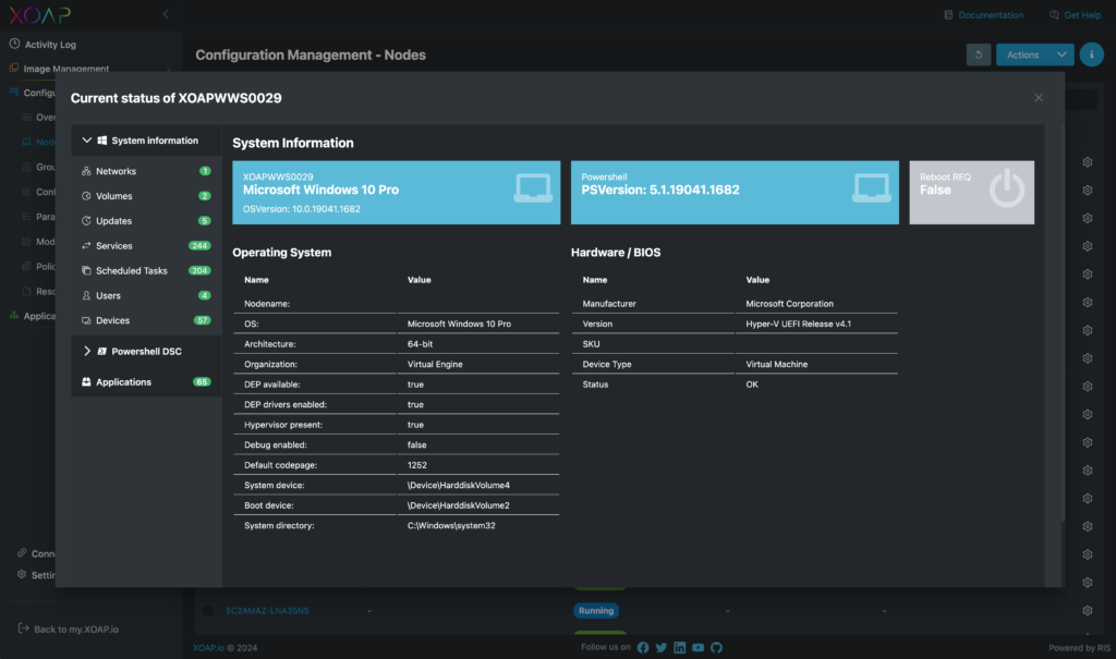 system information in XOAP