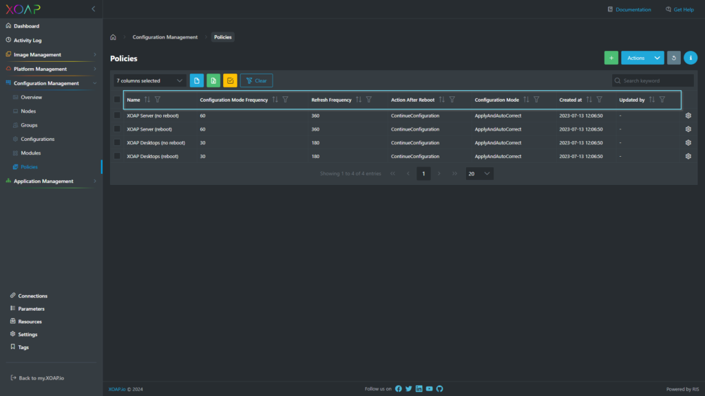 Policies in config.XO