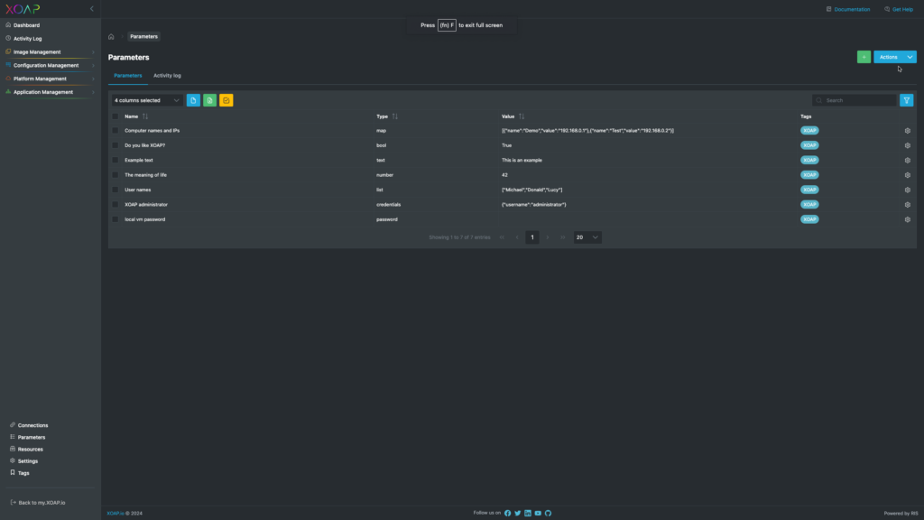 Parameters overview