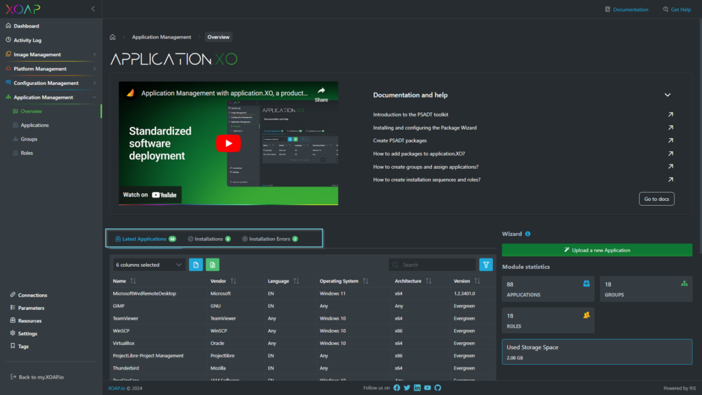 Application Management tables