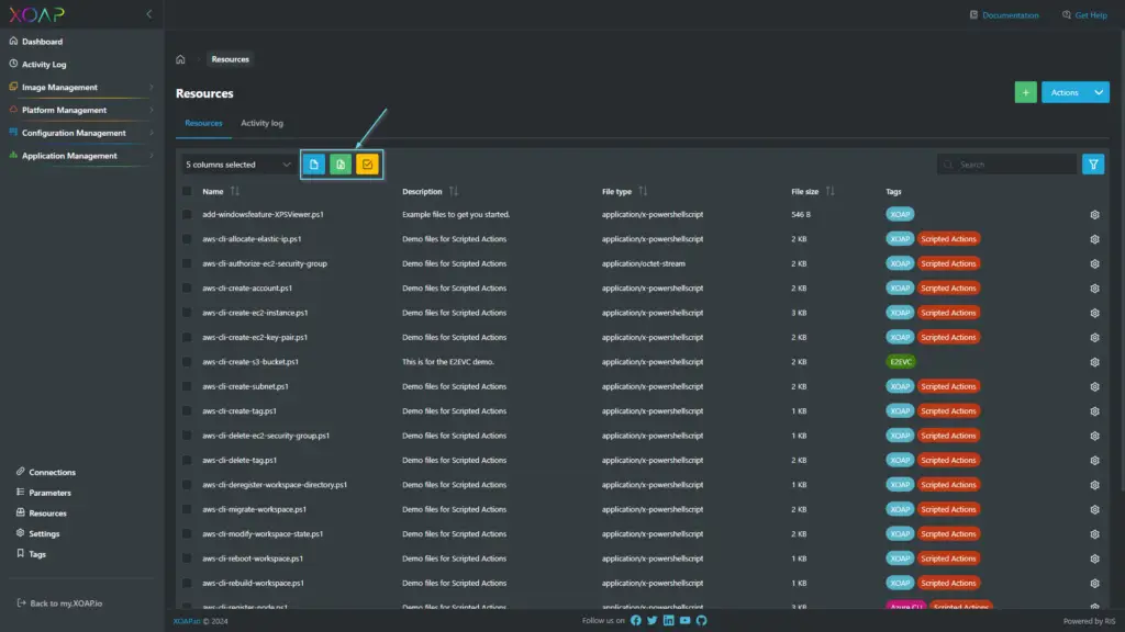 Data table export in Resources