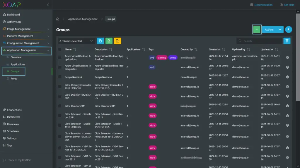 Create a new group in XOAP