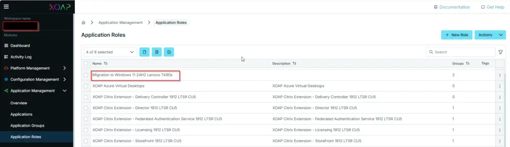 Created group visible under Roles