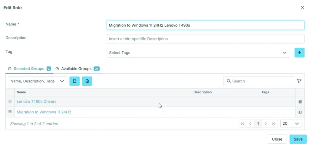 Editing the migration role