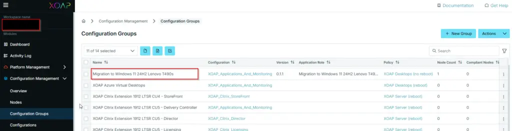 Created group visible under Groups