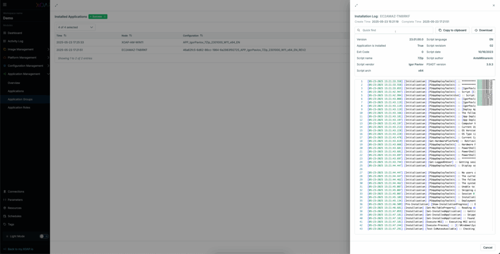 Track installation failure and success on group level