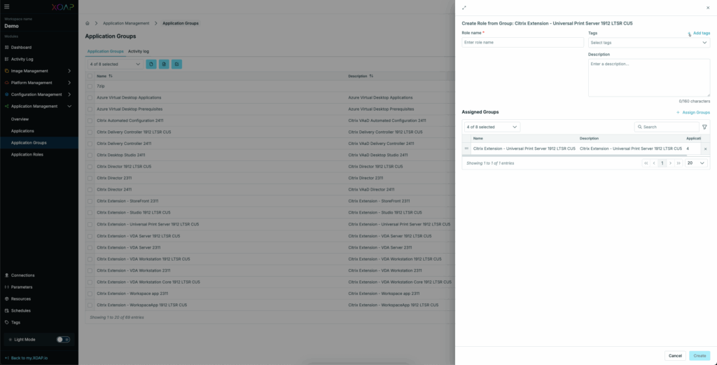 Create role with group