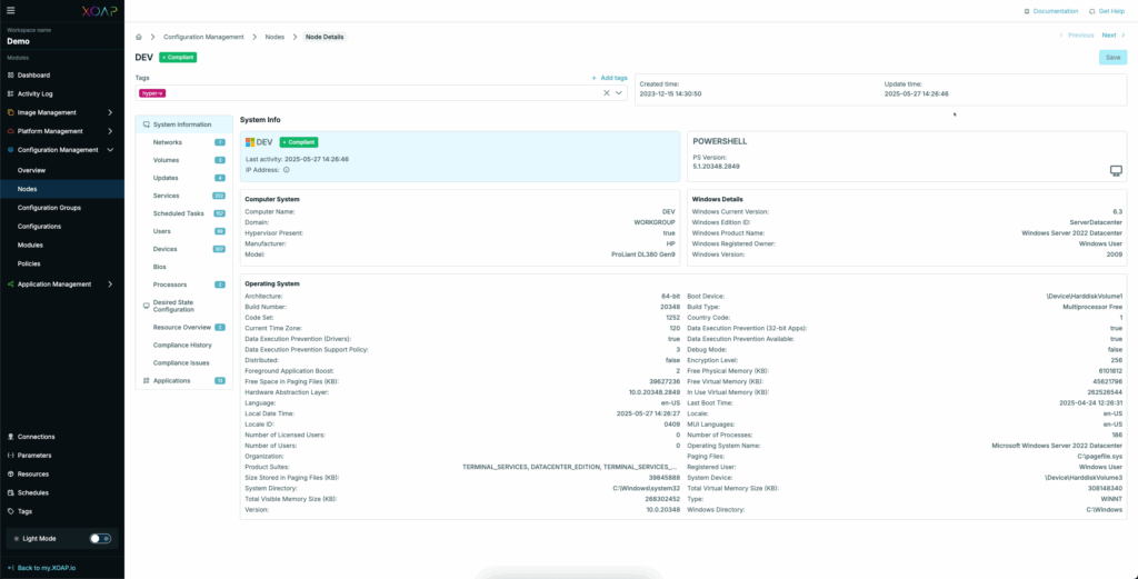 New node details view