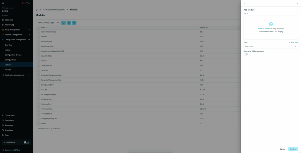 New module upload flow