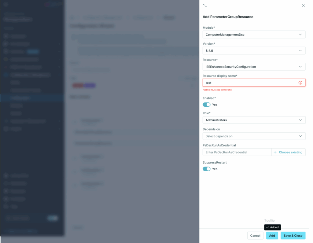 Improved configuration flow