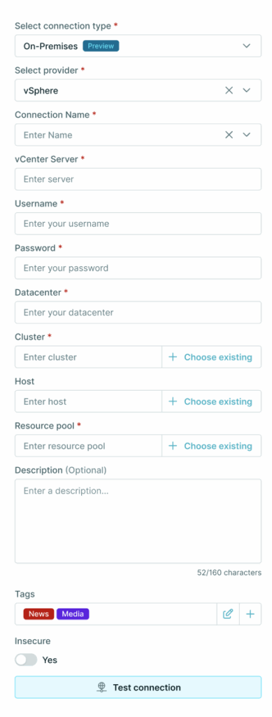 Available connection parameters