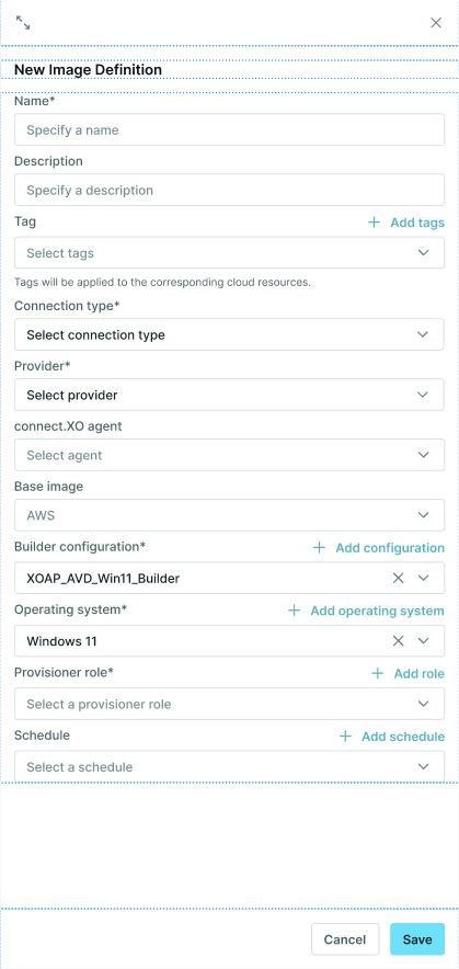 Image definitions scheduling