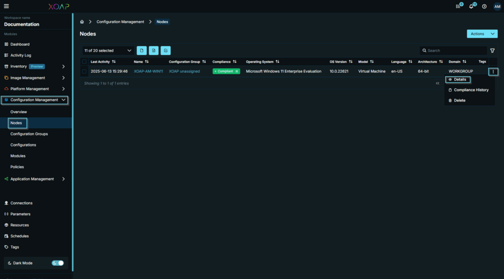 Note details for XOAP unassigned