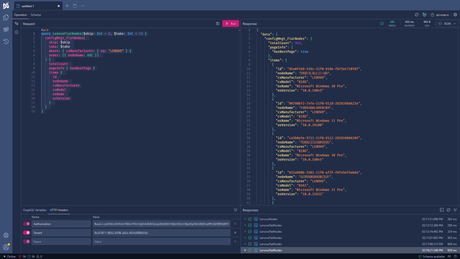 GraphQL | XOAP | What you can do | Example | Get a list of all systems from a specific hardware manufacturer